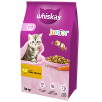 no pork WHISKAS Dry Kitten Food Junior with Chicken 14kg