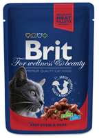 NO PORK Brit Premium Cat for Adult Cats with Beef and Peas 100g