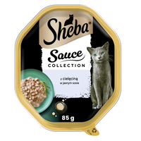 SHEBA Sauce Collection tray 85g – complete wet food for adult cats, chunks with veal, in sauce