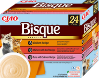 INABA Cat Ciao Bisque - complementary food for cats, cream soup with chicken, beef and fish 24x40g