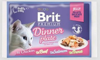 no pork Brit Cat Pouch Jelly Fillet Dinner Plate (4x85g)