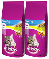 no pork WHISKAS Dry Cat Food 1+ Sterile with Chicken 2x14kg