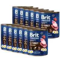 NO PORK Brit Premium By Nature Turkey With Liver 12x800g