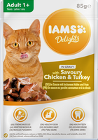 IAMS-Naturally food for adult cats, with aromatic chicken and turkey in sauce 85g