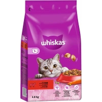 WHISKAS Adult 3.8 kg – complete dry food for adult cats, with delicious beef