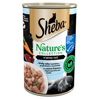 no pork SHEBA can 400 g Nature's Collection - wet complete food for adult cats, with white fish and liver with carrot garnish, in terrine