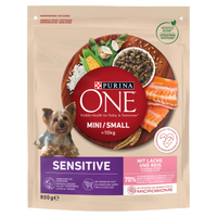 no pork Purina One Mini/Small Delicate Dog Food Salmon with Rice 800g