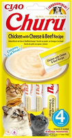 no pork INABA Churu cat treat with chicken, cheese and beef flavour 4x14g