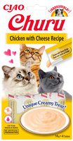 no pork INABA Churu chicken and cheese flavoured cat treat 4x14g