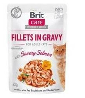 NO PORK Brit Care Cat Pouches Filets In Gravy With Savory Salmon Enriched With Sea Buckthorn And Nasturtium 85g