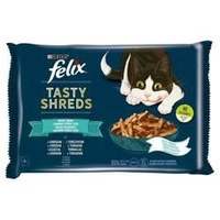 no pork Felix Tasty Shreds Cat Food with Salmon & Tuna in Sauce 4x80g