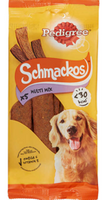 no pork Pedigree Schmackos Multi Mix Snack for Adult Dogs of All Breeds with Beef, Chicken & Lamb 36g