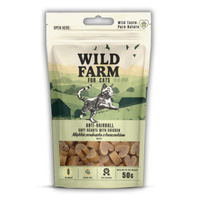 WILD FARM anti-hairball soft chicken hearts 50g cat treats