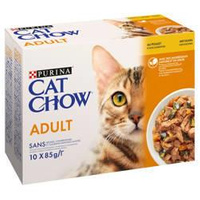 no pork Purina Cat Chow Adult Chicken and Courgette Multipack 10x85g