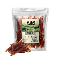 WILD FARM Soft duck strips 500g dog treats