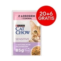 CAT CHOW Sensitive Cat Food with Salmon and Zucchini in Sauce 85g - 20 SIZES + 6 FREE !!!