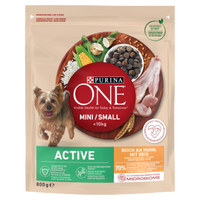 no pork Purina One Mini/Small Active Dog Food Chicken With Rice 800g