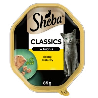 SHEBA Classics tray 85 g – complete wet food for adult cats, poultry cocktail, in jelly