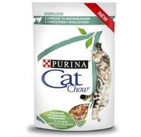 no pork Purina Cat Chow Sterilised Chicken and Aubergine in Sauce 85g