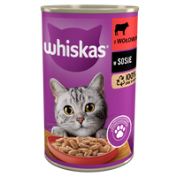 no pork WHISKAS Wet Cat Food 1+ with Beef in Sauce 400g
