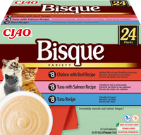 INABA Cat Ciao Bisque - complementary food for cats, cream soup with chicken, beef, tuna and salmon 24x40g