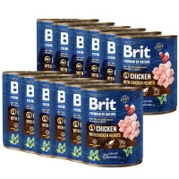 no pork Brit Premium By Nature Chicken With Chicken Hearts 12x800g