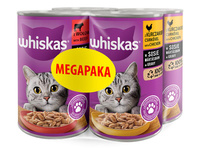 WHISKAS Adult TIN 4X400G - wet food for cats in sauce (2x WITH CHICKEN, 2x WITH BEEF)
